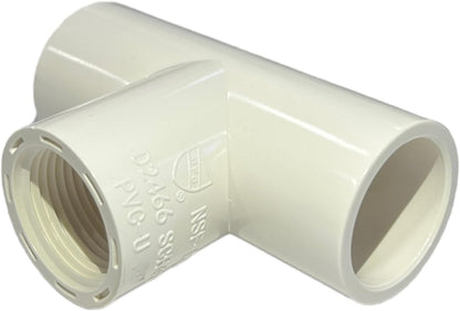 Reducing Female Threaded Tee, (Slip x Slip x Thread) PVC SCH40 5 Pack